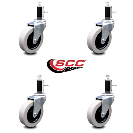 Service Caster 3 Inch Thermoplastic Rubber Wheel 1-1/8 Inch Expanding Stem Caster SCC, 4PK SCC-EX05S310-TPRS-118-4